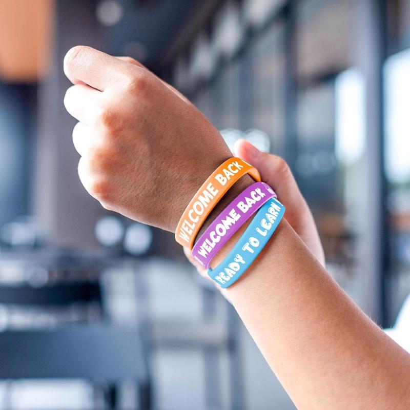 6pcs Welcome Back To School Bracelets Silicone Wristbands Rubber First Day Of School Favors Rewards Gifts Party Decoration