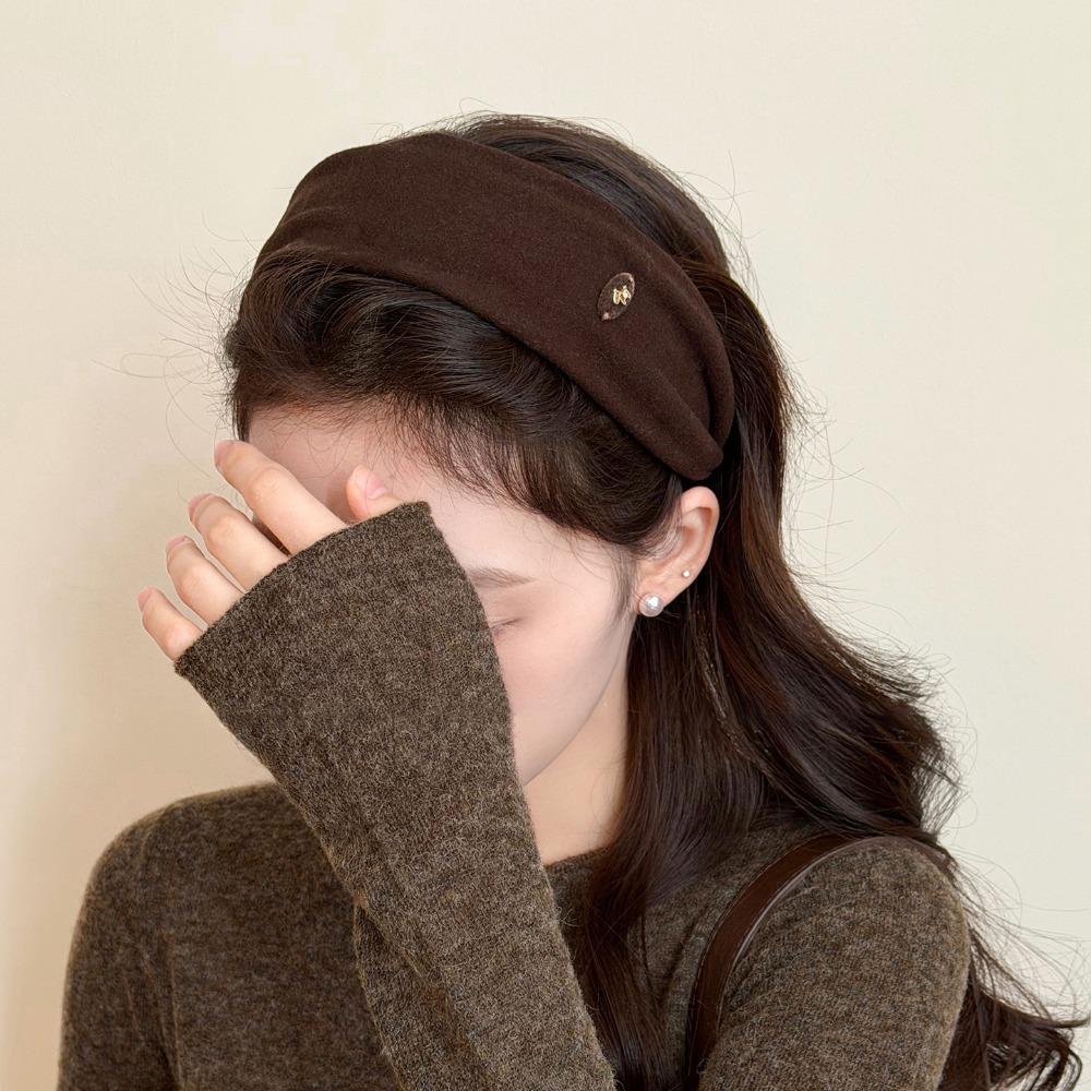 

Exquisite Minimalist Wide Hair Hoop Pony Solid Color New Year Headband Red Cloth New Year Headpiece Women коричневый