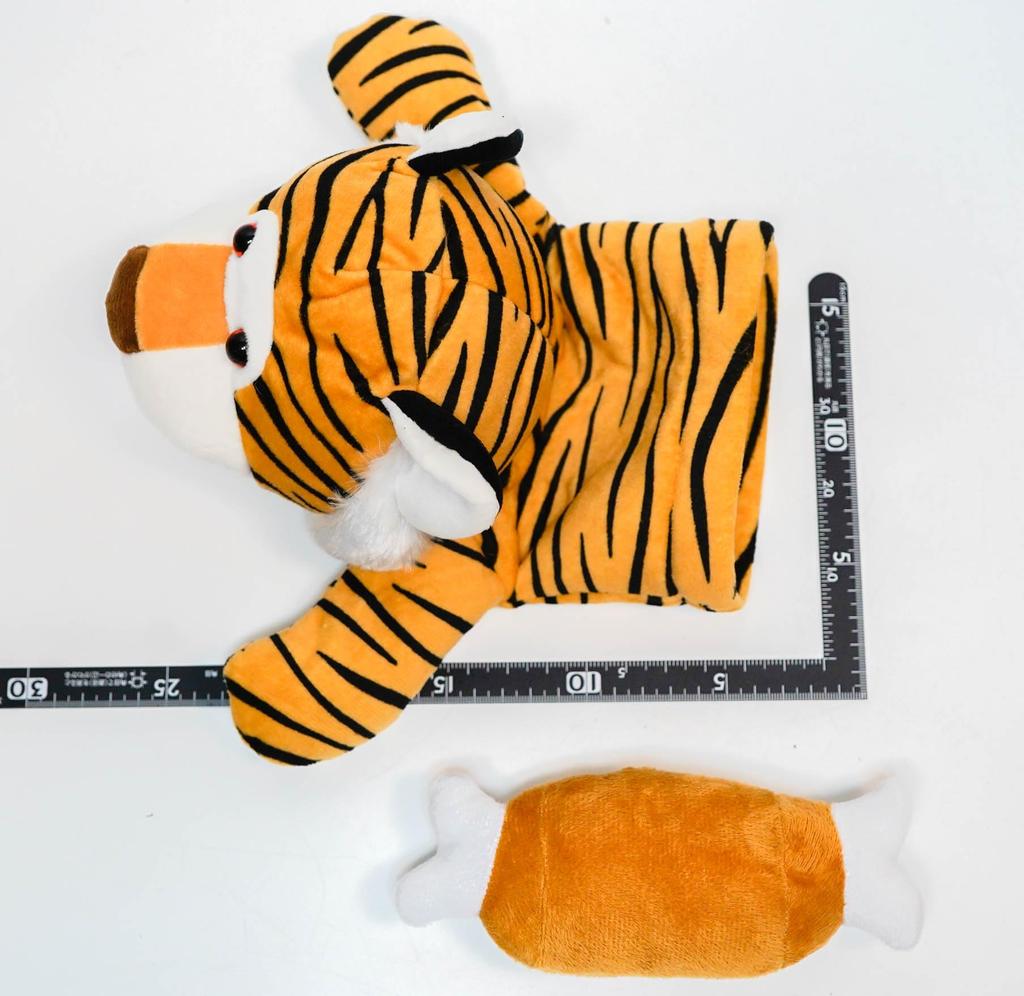 Tiger Puppet Plush Toy with Open Mouth [Meat Included]