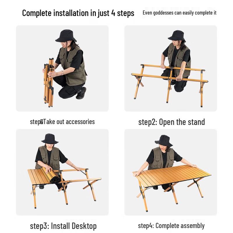 Outdoor Folding Adjustable Aluminum Camp Table