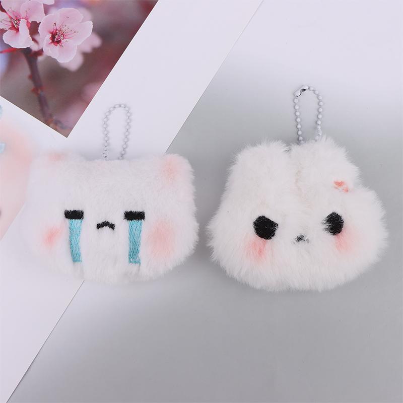 Sweet Plush Rabbit Doll Pendant Angry Crying Expression Keychain Mobile Phone Case Women Bag Decoration Keyrings Pendant Gift