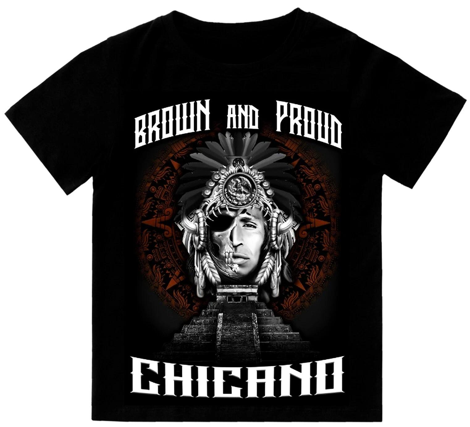 Brown and Proud Chicano Azteca Aztlan Mens Heavyweight T-Shirt XL