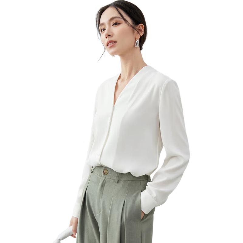 Women's V-Neck Chiffon Long Sleeve Blouse