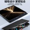 For Honor Magic V5 Case Top Grain Leather Hinge Protection Metal Kickstand Smart View Auto Sleep Wakeup Flip Cover