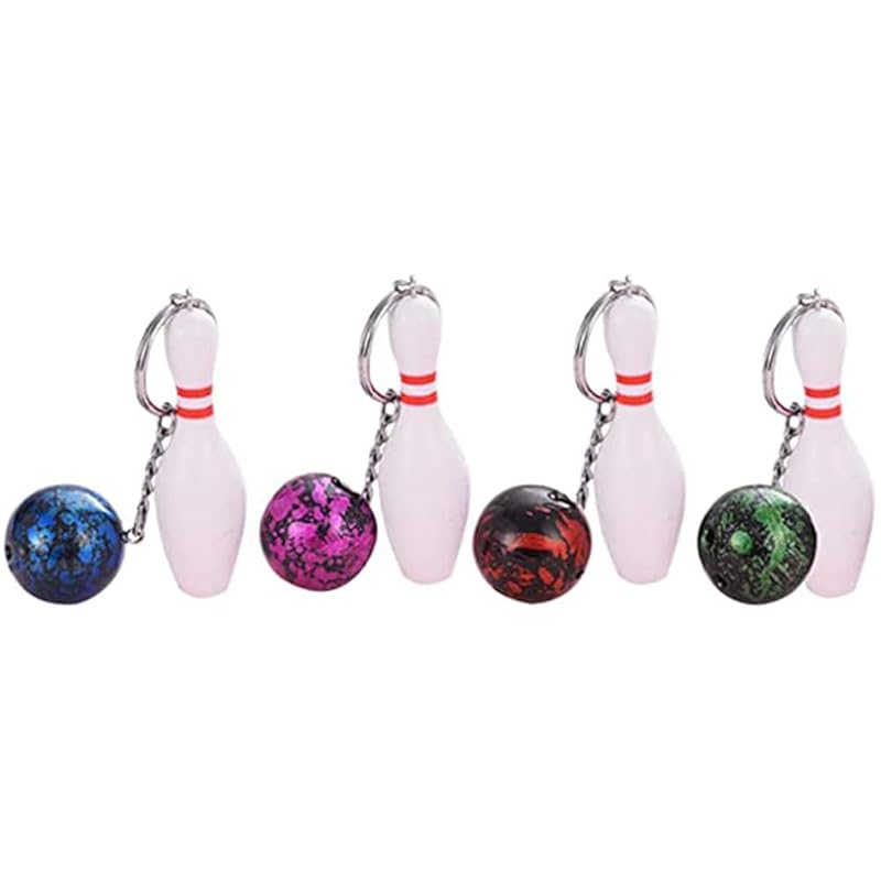 

TENDYCOCO [ ] 1 set bowling keychain bowling and novelty mini keychain keepsake key chain keychain ornaments Bowling themed key chain abs 4 pieces