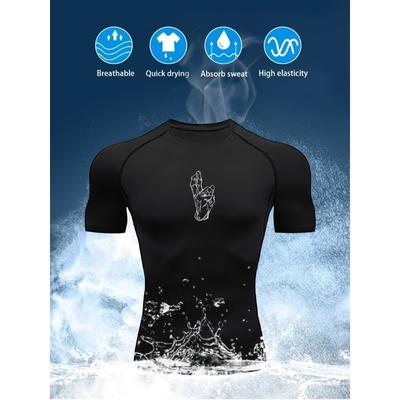 Camiseta de Compresión para Hombre para Entrenamiento de Secado Rápido, Transpirable, Absorbente de Sudor, Ajuste Ceñido Camiseta de Fitness Resistente al Sudor