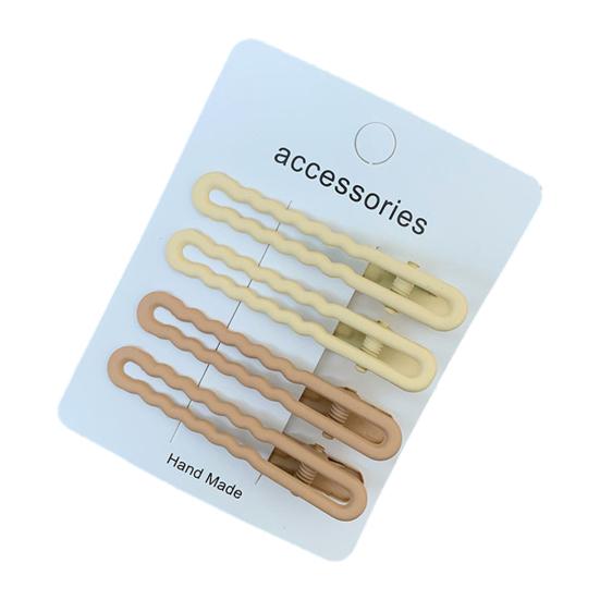 

4Pcs Hairpins Matte Texture Wavy Rectangular Design Hair Clips with Tight Teeth Strong Hold Hair Pins Daily Use Hair Accessories H