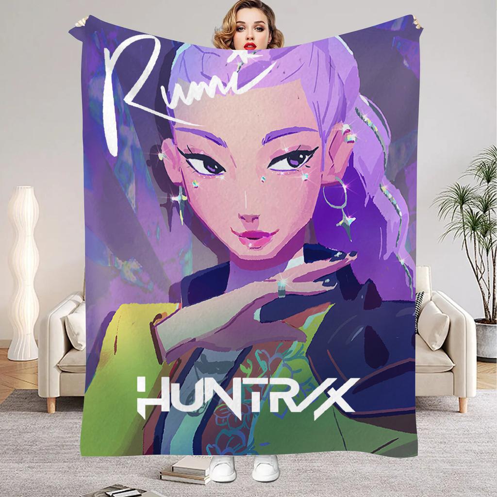 K pop Demon Hunters Blankets Warm Flannel Throw Blanket Winter Girls Boys Living Room Couch Chair Sofa Bed Funny Home Decor
