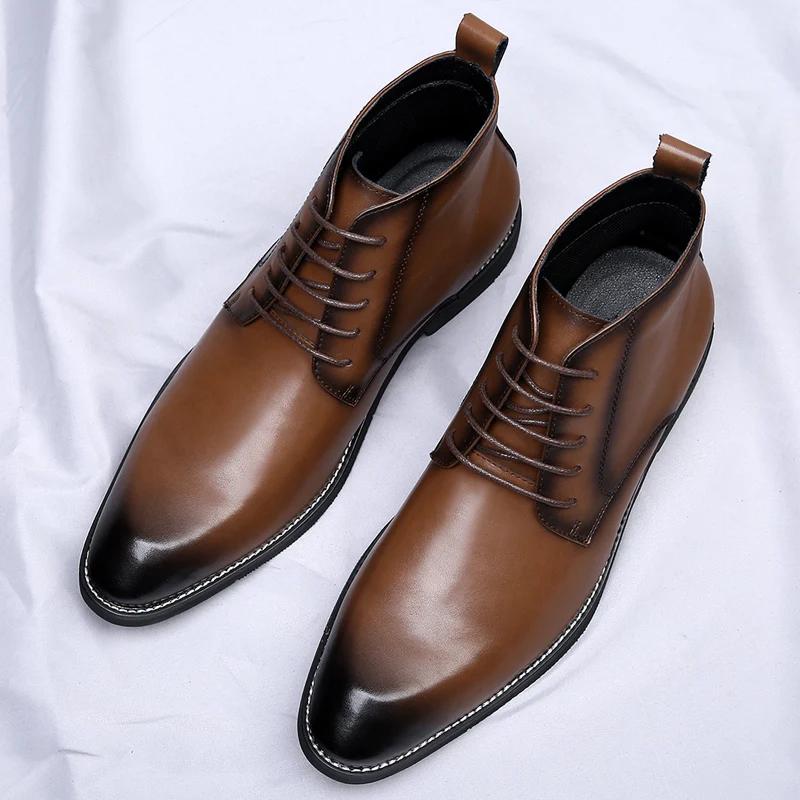 

Ботинки челси Повседневная кожаная обувь Модные и универсальные мужские ботильоны Деловая обувь Классические винтажные кожаные ботинки 44 коричневый