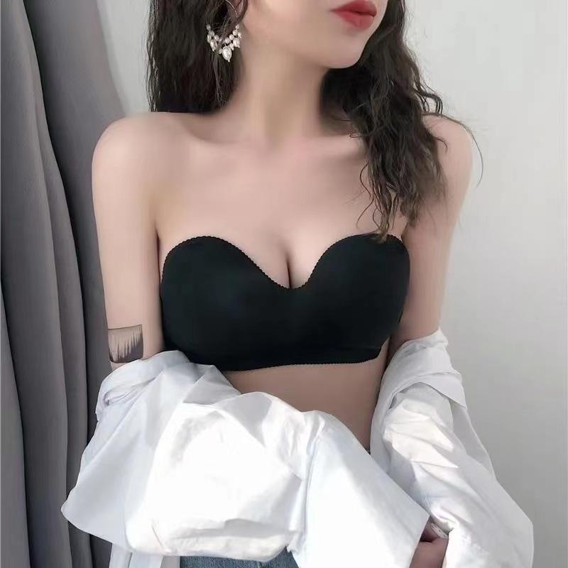 Kaka Strapless Anti-Sagging Bandeau Bra with Invisible Straps for Women One Size