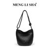 Spring and Summer New Vintage High-end Woven Hand-held Bucket Bag, Fashionable and Trendy Single Shoulder Crossbody Vegetable Basket Bag