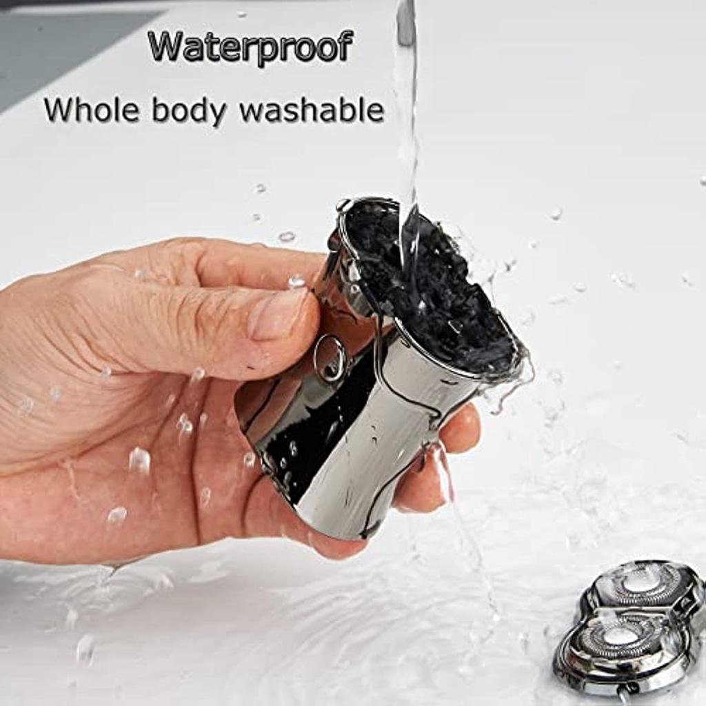 Mini Shaver Electric Shaver Beard:-Professional Electric Shaver Beard Shaver Hair Wet & Dry Mobile Shaver With 2 Rotating Heads Men's Travel Shaver