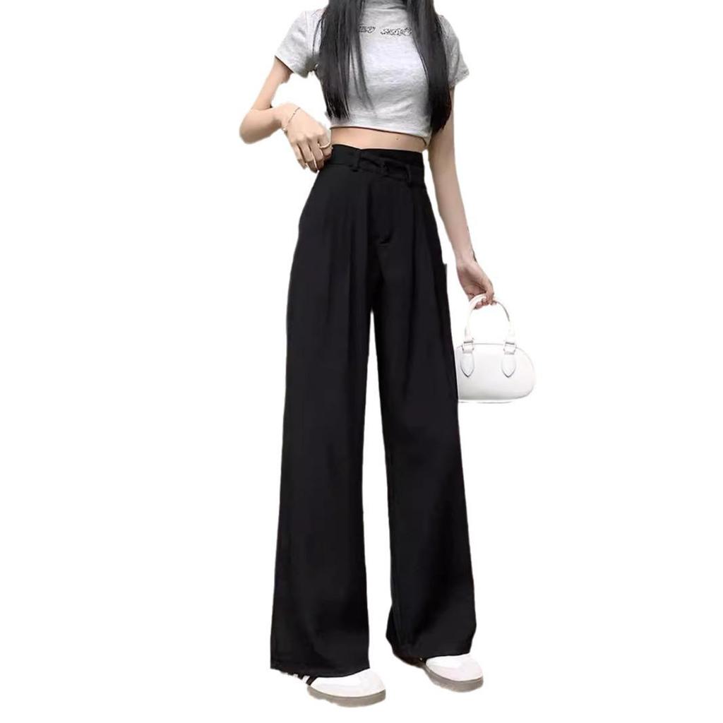 2026 Women's High-Waist Wide-Leg Pants: Slimming, Casual Straight-Leg with Draped Design for Summer