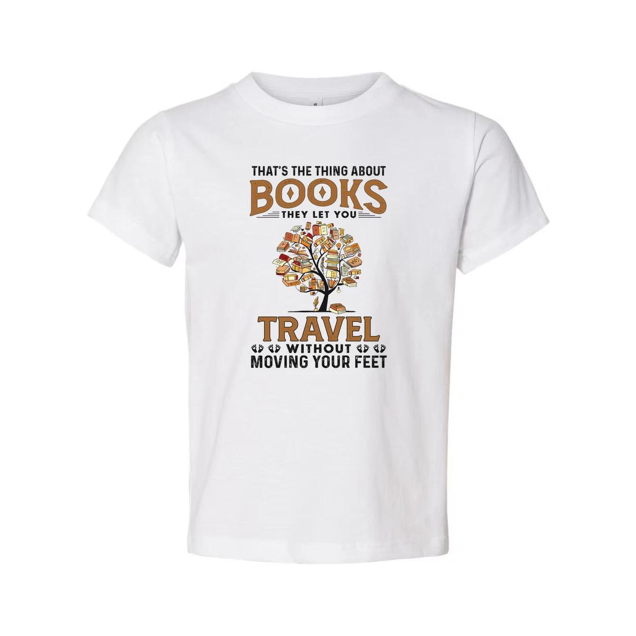 

Unisex T Shirt With Books Travel Quote Graphic Featuring A Tree Of Books Design 3XL