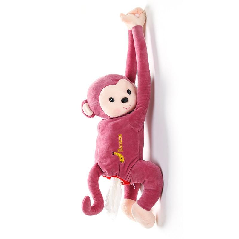 Cute Monkey Car Tissue Box Holder Plush Material Long-lasting Car And Home Use