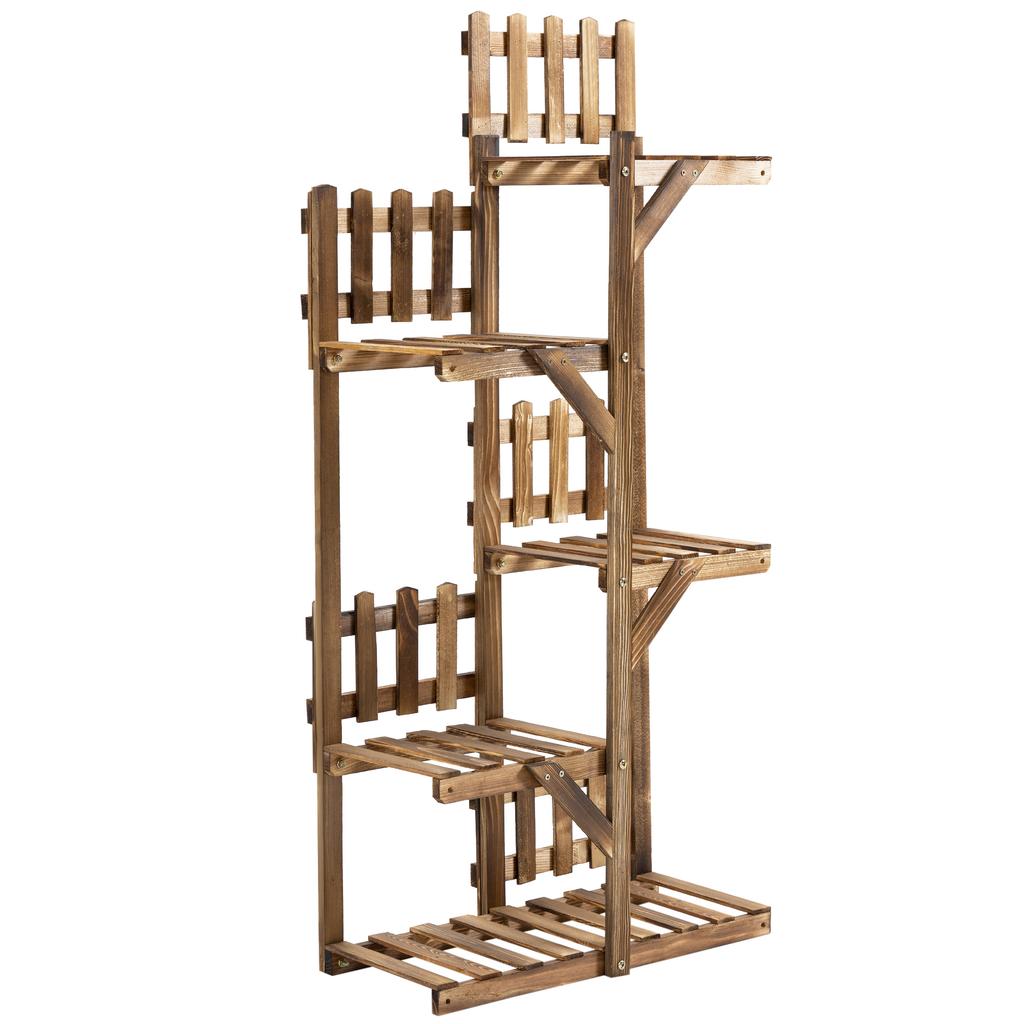 Fir Wood Flower Shelf Pot Stands Plant Stand 5 Shelves Ornament Small Railings 60 x