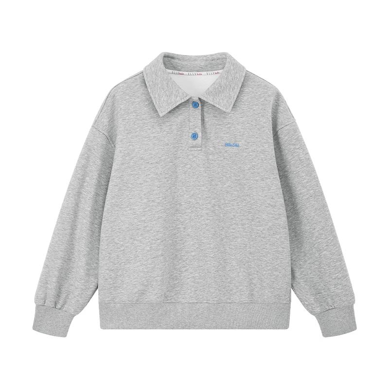 ELLE KIDS Girls  Polo Collar Embroidered Sweatshirt 130