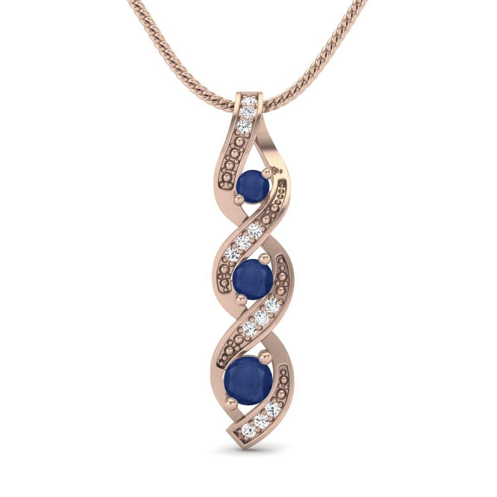 Blue Sapphire Spiral Necklace- Sterling Silver