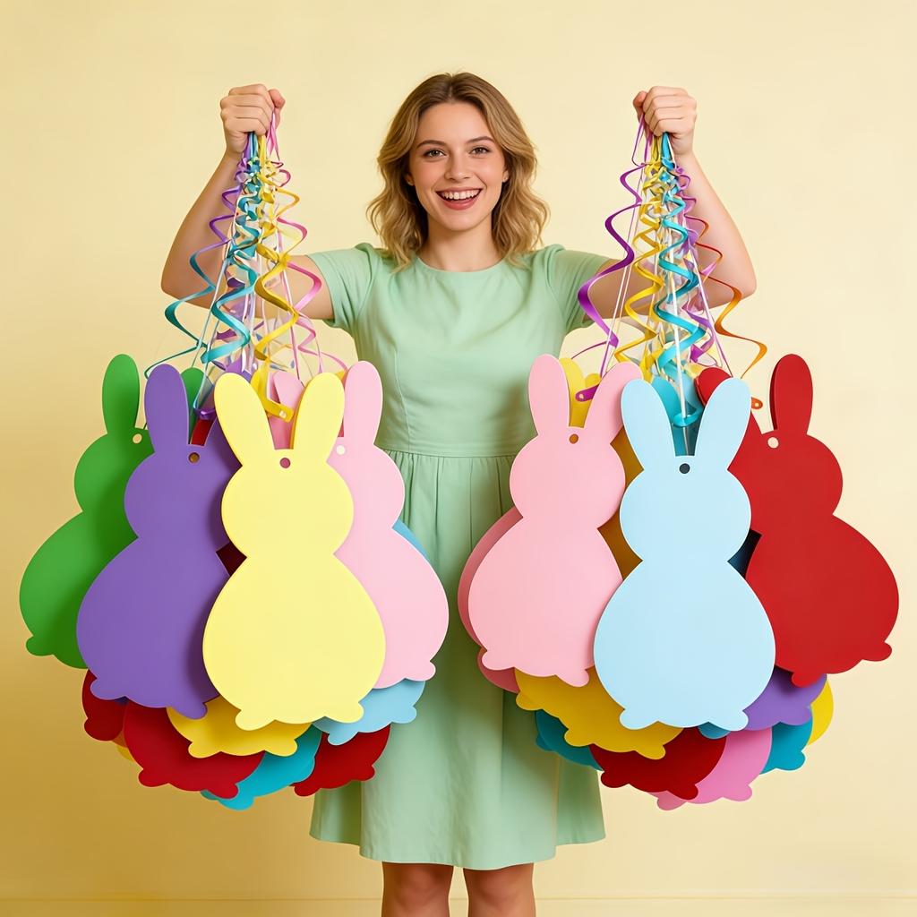 Wielkanocny Elegancki Spiralny Wiszący Zestaw Króliczków - Kompleksowe Rozwiązanie do Dekoracji Stołu