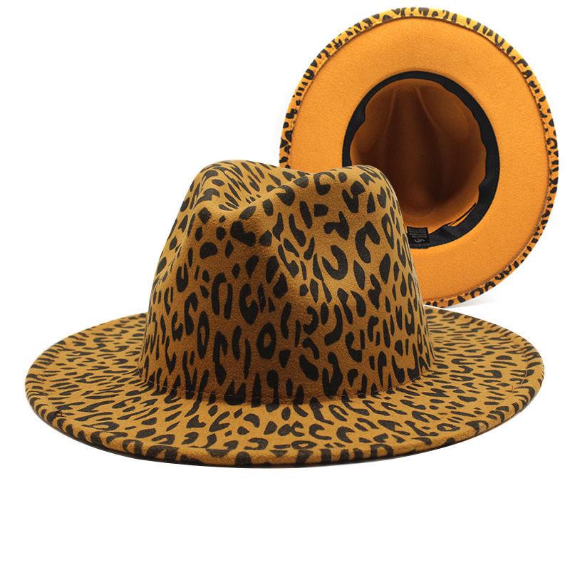 Vânzare Fierbinte Pălărie Fedora Neagră pentru Doamne Pălărie Leopard Pălărie Jazz pentru Bărbați Pălărie Înaltă de Primăvară Pălărie Jucător Pălărie cu Margini Mari