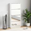 Vidaxl 4-Tier Mirror Shoe Cabinet, Oak Color, 63X17X134 Cm