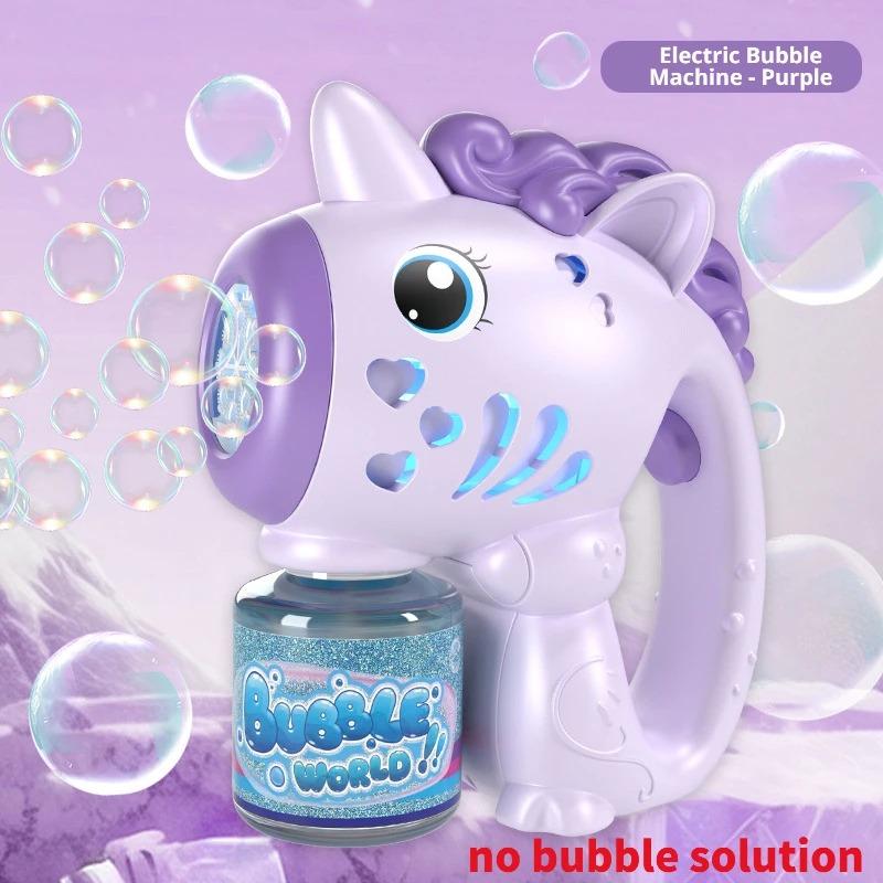 Flying Horse Unicorn Electric Bubble Gun,Colorful Porous Automatic Soap Blower With Lights Summer Outdoor Party Games Toys