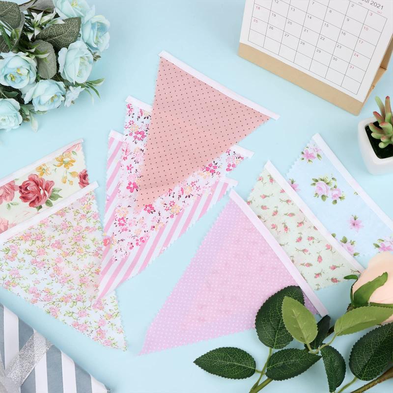 Triangle Bunting Flags 12M/40Ft Reusable Easy to Hang Banner for Wedding Birthday Bachelorette Party Decor