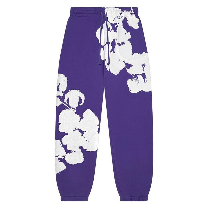 Mens Hooded Pullover Sweatshirt Cotton Floral Print Casual Streetwear