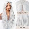 Women's Long Wavy Wig, White Center Part Synthetic Hairpiece for Daily & Cosplay