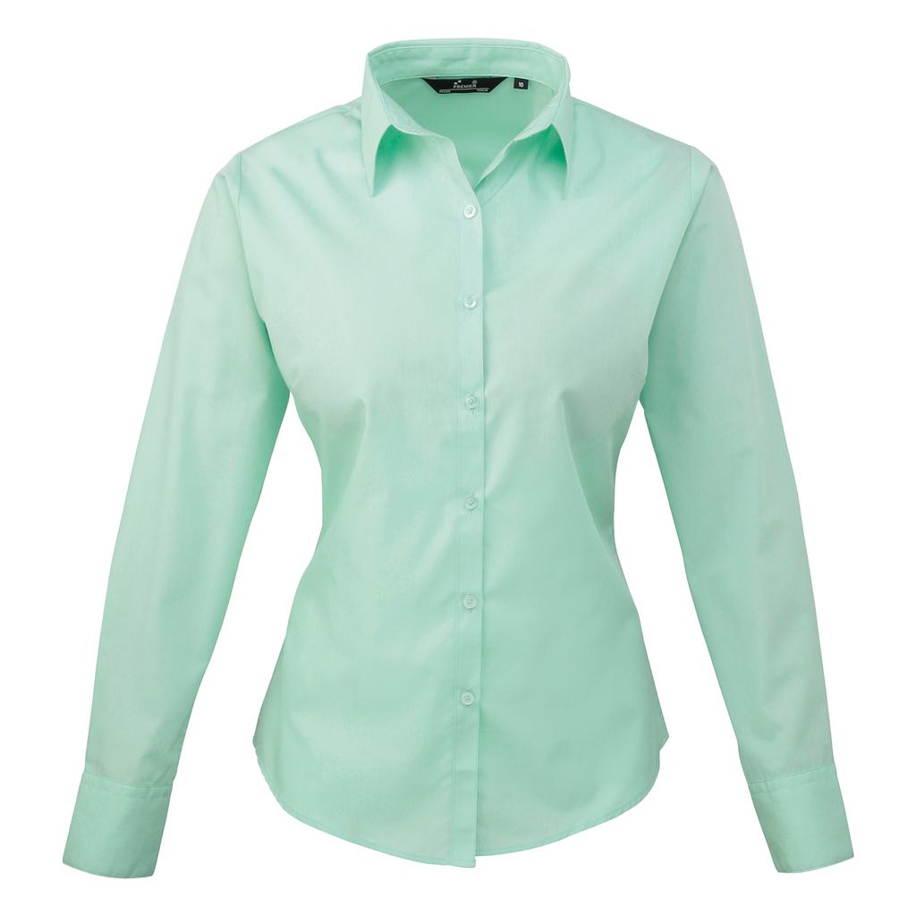 Premier Womens/Ladies Poplin Long-Sleeved Blouse