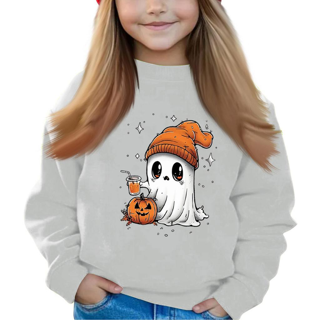 Halloween Day Girls Round Neck Pullovers For Kids Printed Baby Tops