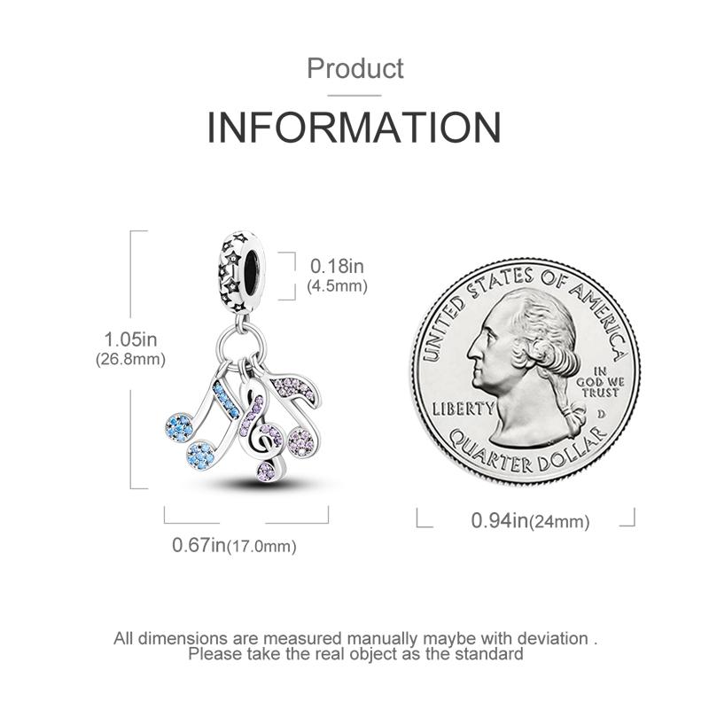 Original Charms Copper Blue-Purple Music Note Pendants Fit Charms Plata Bracelets For Women Jewelry Making Fine Gifts
