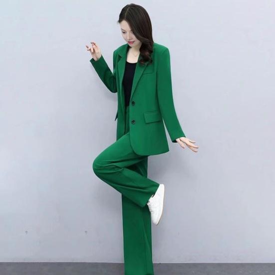 Damen 2-teiliges Anzugset Lässiger Langarmblazer mit Hose Business-Outfits
