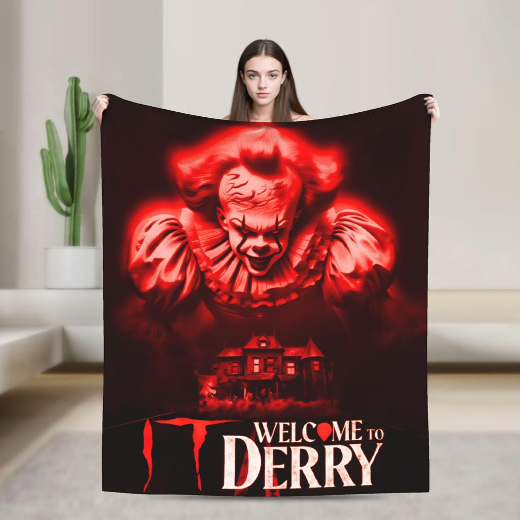 IT Welcome To The Derry 2025 Flannel Blankets Soft Throw Blanket for Bedroom Travel Office Novelty Bedspread Sofa Bed Cover