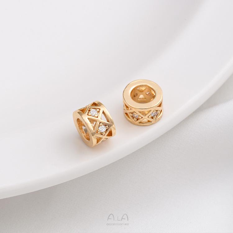 14K Gold-Plated Zircon Spacer Beads for DIY Jewelry