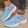 Fashion Crystal Floral Women's Knitted Sneakers Summer New Breathable Air Mesh Casual Shoes Woman Light Weight Walking Sports Flats