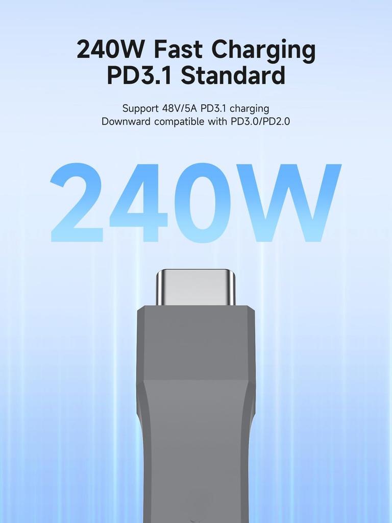Short USB4 Cable 240W Fast Charging U-Shaped USB C Cable 40Gbps 8K Video for iPhone 16 15, iPad, SSD, Thunderbolt 4/3 Hub