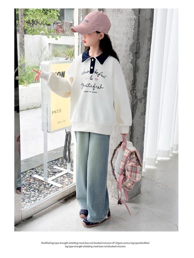 Vielseitiges Mädchen-Sweatshirt mit stilvollem Polokragen - Herbst- und Frühjahrsmode