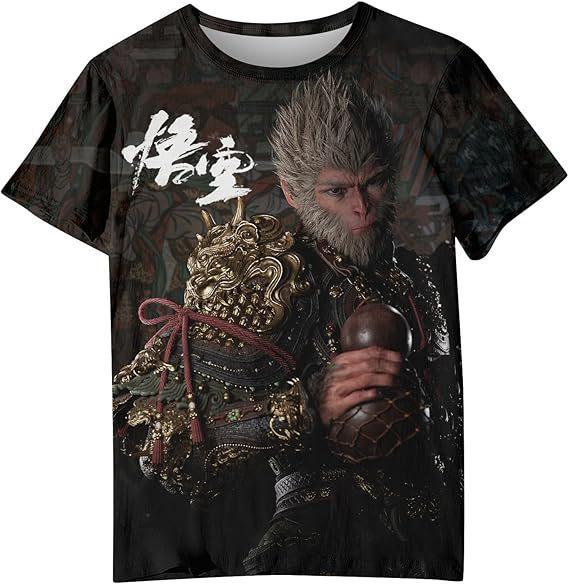 2024 Black Myth Wukong Color Printing Pattern Printing Short Sleeve T-Shirt Summer Men's and Women's Casual Versatile Fashion