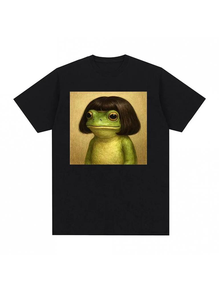 Lustiger Frosch Avatar Bobo Kopf Meme T-Shirt Unisex Modisch Humorvoll Kurzärmelig Retro 90er Lässiges Lockeres T-Shirt