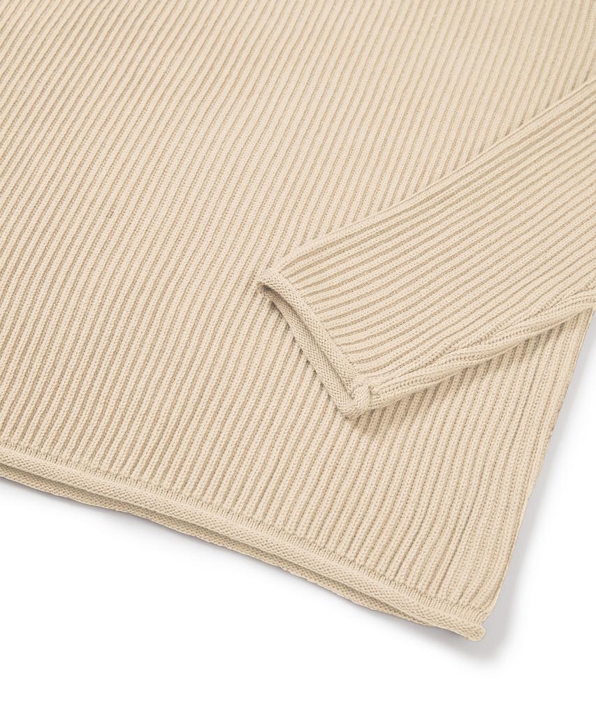 WEST GRAND BOULEVARD French Oversized Raglan Ribbed Cotton Knit Beige