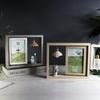 Nordic style personalized couple 6-inch double-sided photo rotating desk photo frame with LED light creative photo frame display