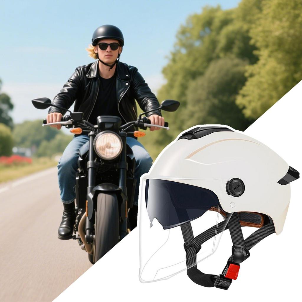 Large Motorcycle Helmet Open Face Motorcycle Helmet Protective Gear Double Visor Breathable Headgear For Street Motorbike