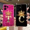 Fashion Initial Letter Crown Couple Case For Honor Play 60A 5G / Honor X6d 5G Transparent TPU Silicone Shockproof Soft Casing