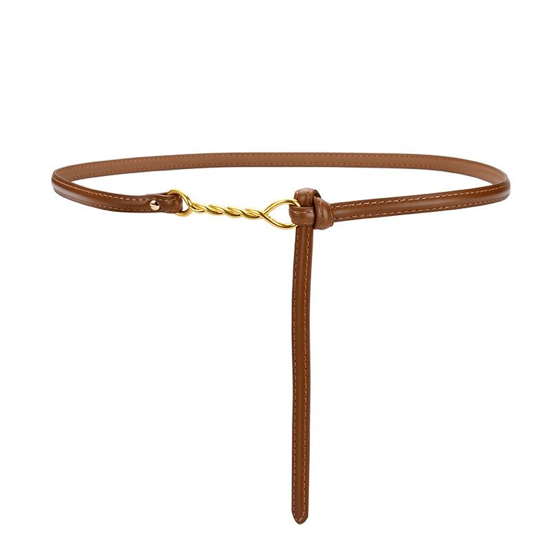 

Новый ремень из натуральной кожи для женщин, Универсальное платье для женщин, Декоративная куртка-ветровка, Тонкий ремень-цепочка для талии с узлом 105cm