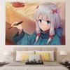 Anime Tapestry Kawaii Beautiful Girl Literature Room Decoration Wall Hanging Pink Tapestry Teen Room Background Wall Tapestry