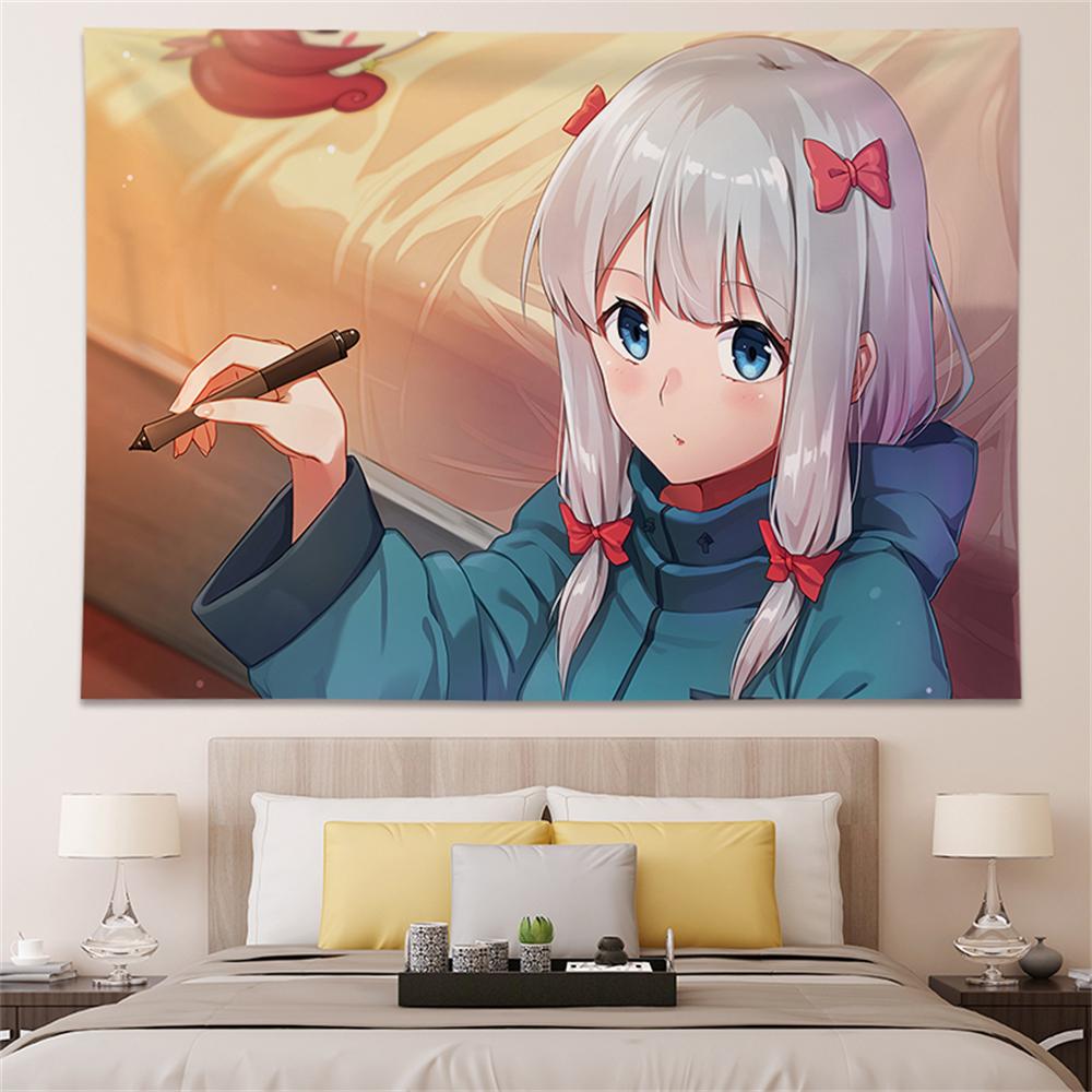 Anime Tapestry Kawaii Beautiful Girl Literature Room Decoration Wall Hanging Pink Tapestry Teen Room Background Wall Tapestry