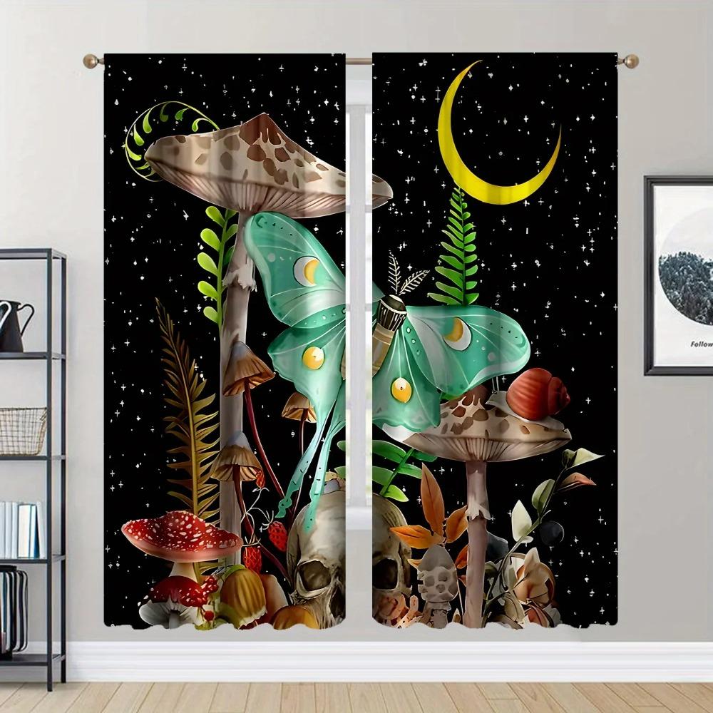 Garden Design Knit Fabric Drape Panels with Rod Pocket Bright - Filtering Polyester Drapes Bird and ButterflyforBedchamber