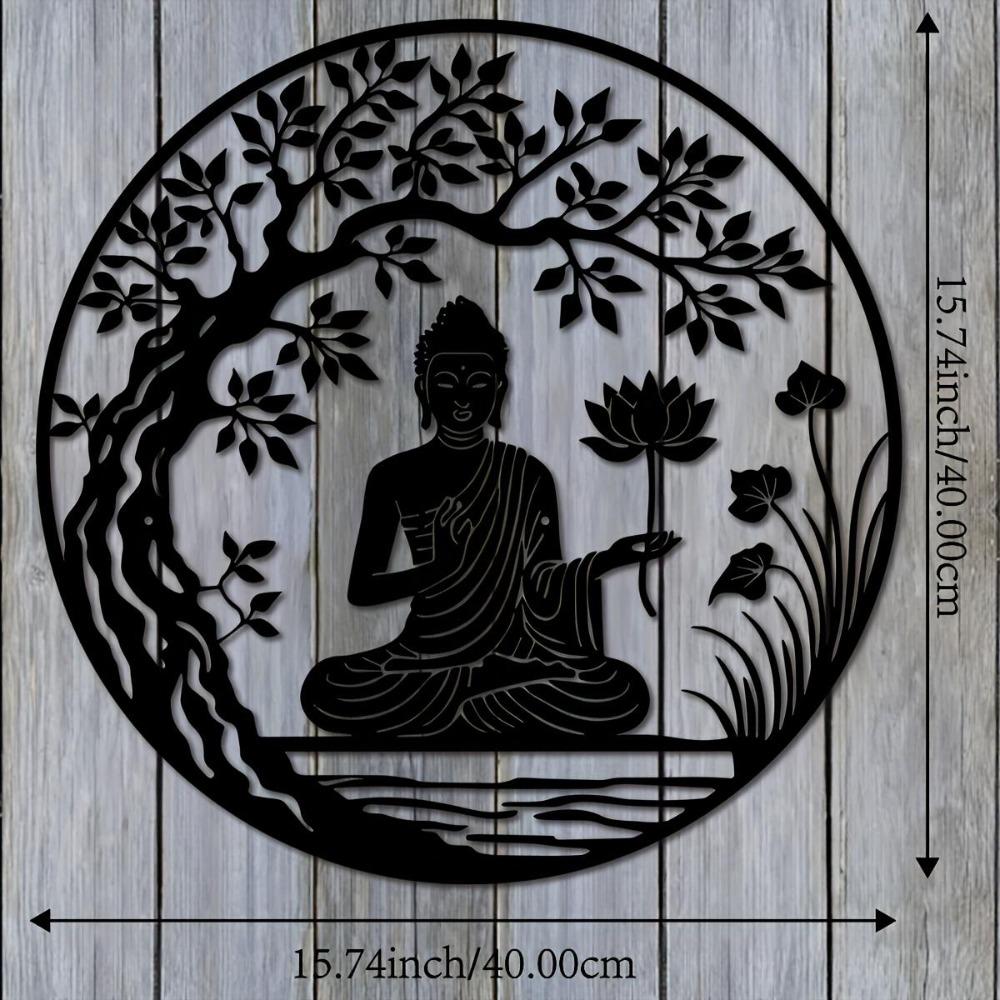 Metal Wall Art Lotus Bodhi Tree Sculpture 40cm Zen Decor Holiday Gift