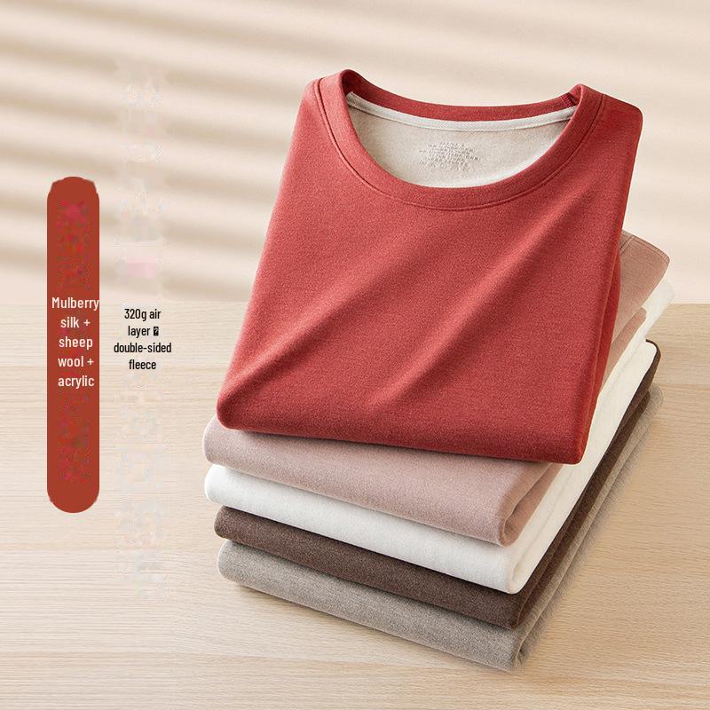Wool-Blend Autumn/Winter Women's Silk Plush Warm Shirt, Thickened for Outdoor Wear